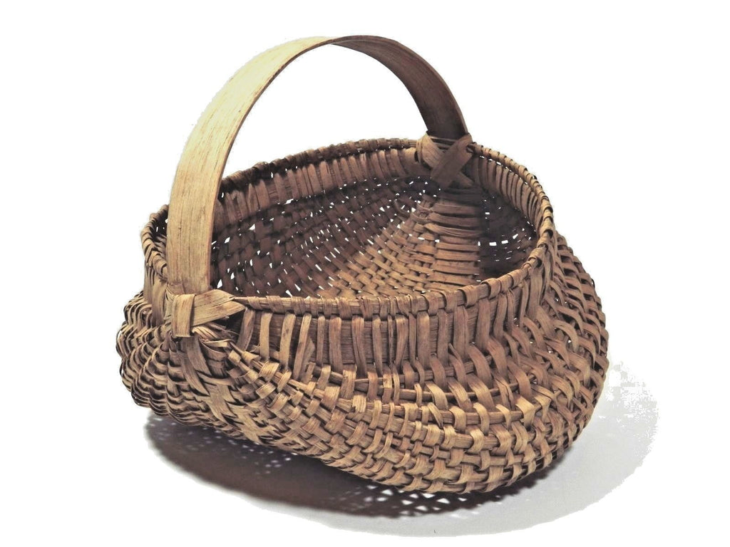 Handmade Wooden Basket with Handle; Splint, Gathering, Market, Ribbed,  Buttocks Style, God's Eye Crossing
