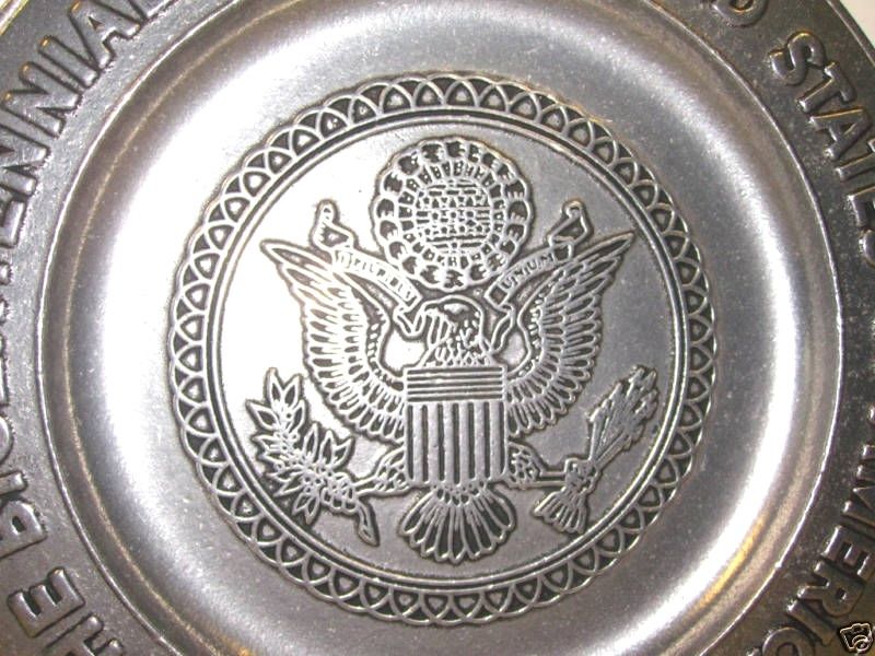 Bicentennial Pewter Collector Plate Eagle USA 1776 - 1976