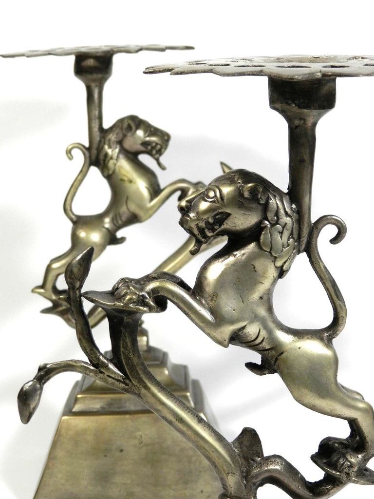 Antique Chinese Lion Bronze Candle Holder Candlesticks Pair –  Shop-Uniques-Unlimited