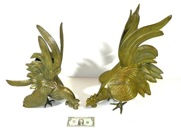 Vintage Brass hot Fighting Roosters